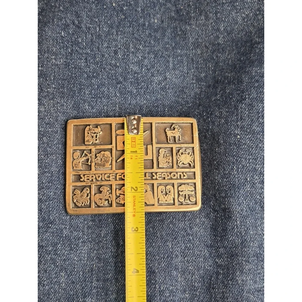 Service for All Seasons Zodiac Astrology Solid Brass Belt Buckle